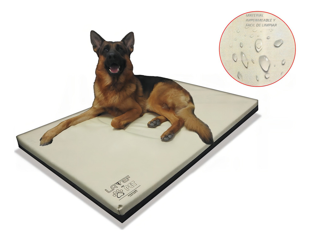 Cama Colchoneta Para Mascota Lavef 100x67cm Impermeable Cama Perro Color Crema